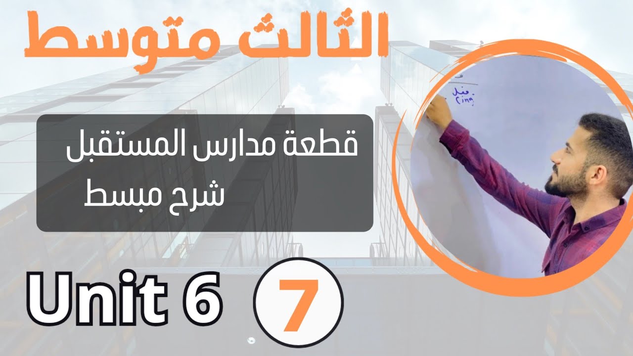 قطعة مدارس المستقبل شرح مبسط /انكليزي ثالث متوسط /اليونت السادس/محاضرة 7