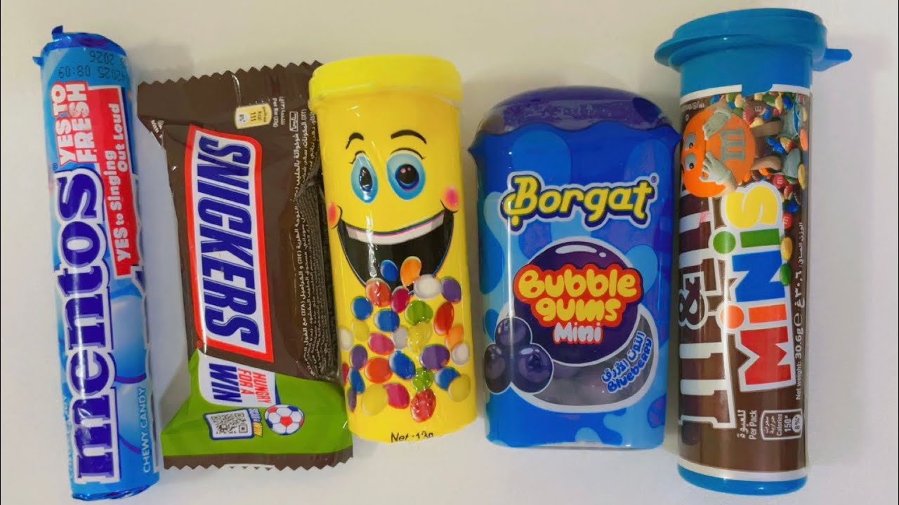 Satisfying Colourfull video 🌈/Mentos,Snickers,borgat,m&m Mini unboxing candy Asmr 🍭 