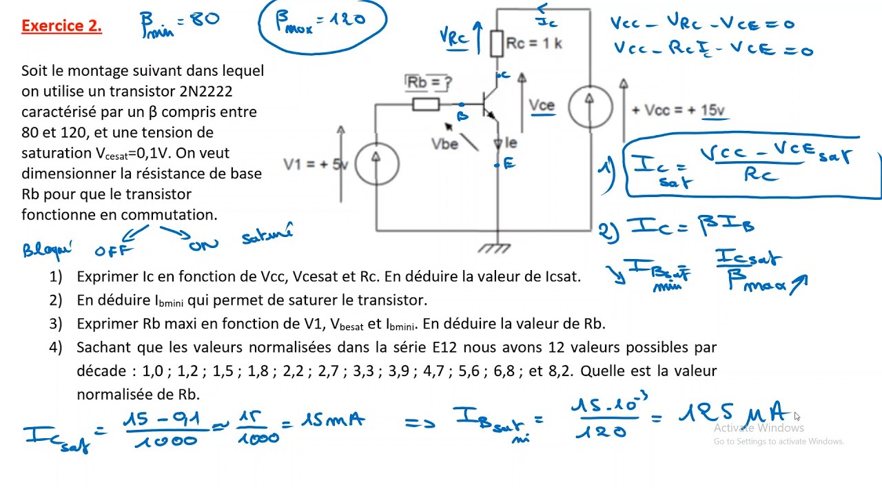 TD Transistor en Commutation | Fonctionnement en Saturation et en Blocage