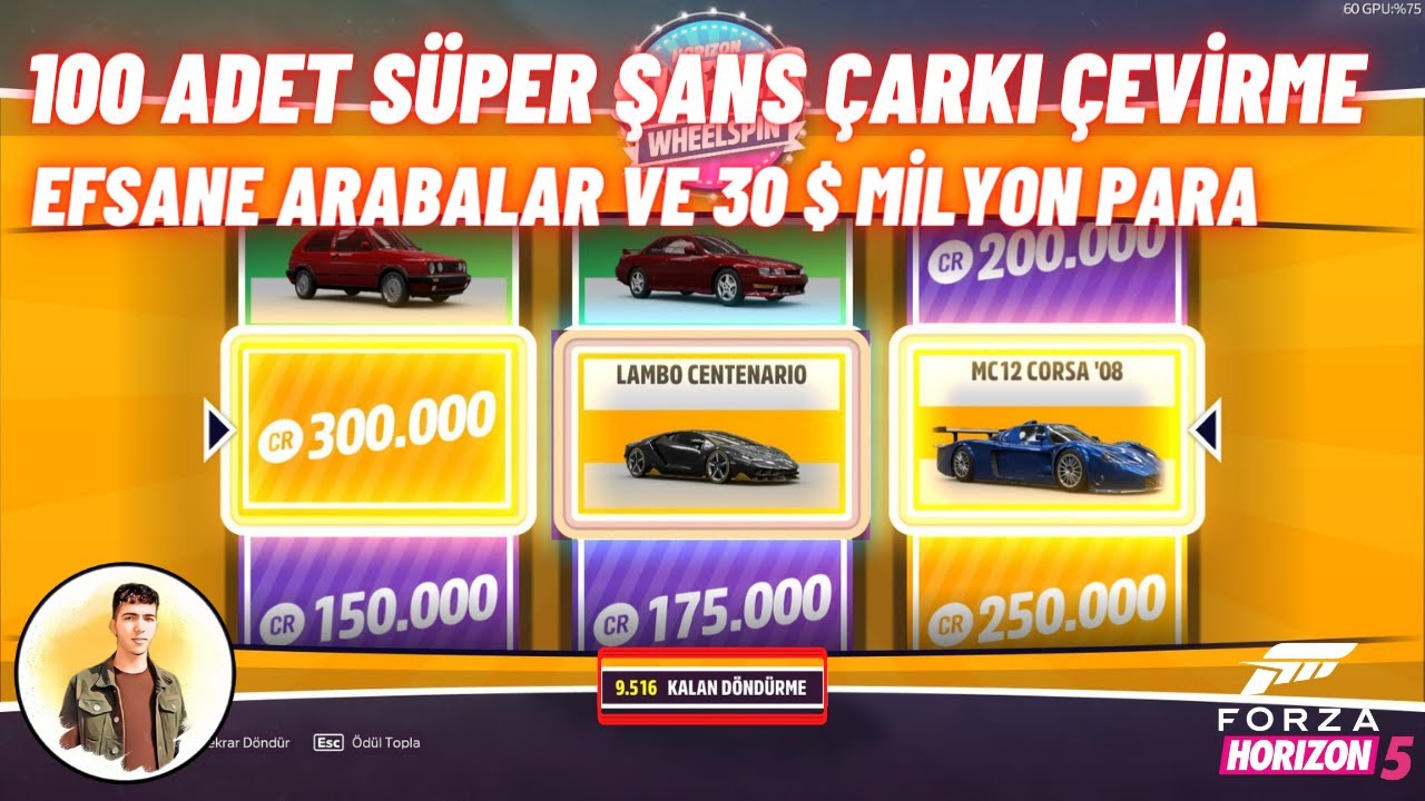 Forza Horizon 5 100 Adet Süper Şans Çarkı Çevirme