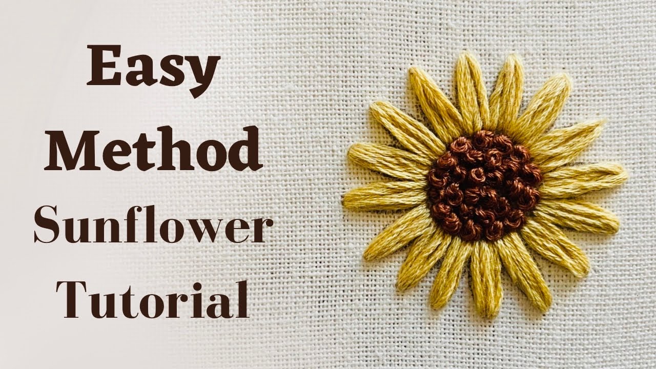 Sunflower Easy Tutorial 🌻 |  Embroidery By Afeei