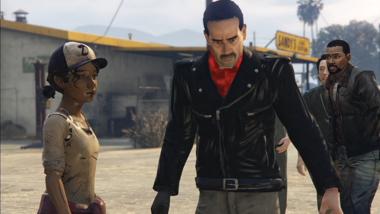 GTA 5 - Modded Cutscene - With The walking dead characters