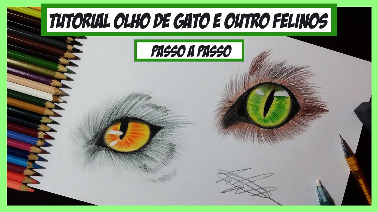 Como desenhar Olho de Gato e outros Felinos - Passo a Passo (How to draw cat eyes)