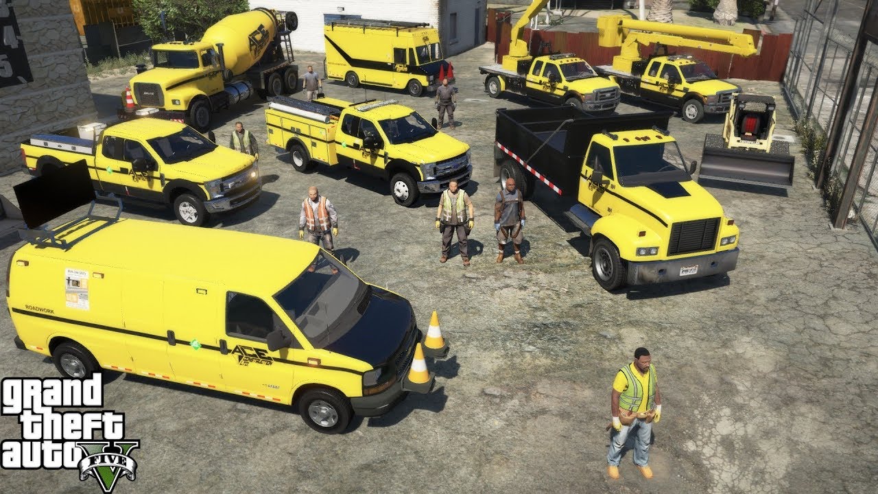 GTA 5 Real Life Mod #226 Ace Construction Company Upgraded With A Fleet of New Vehicles & Equipment