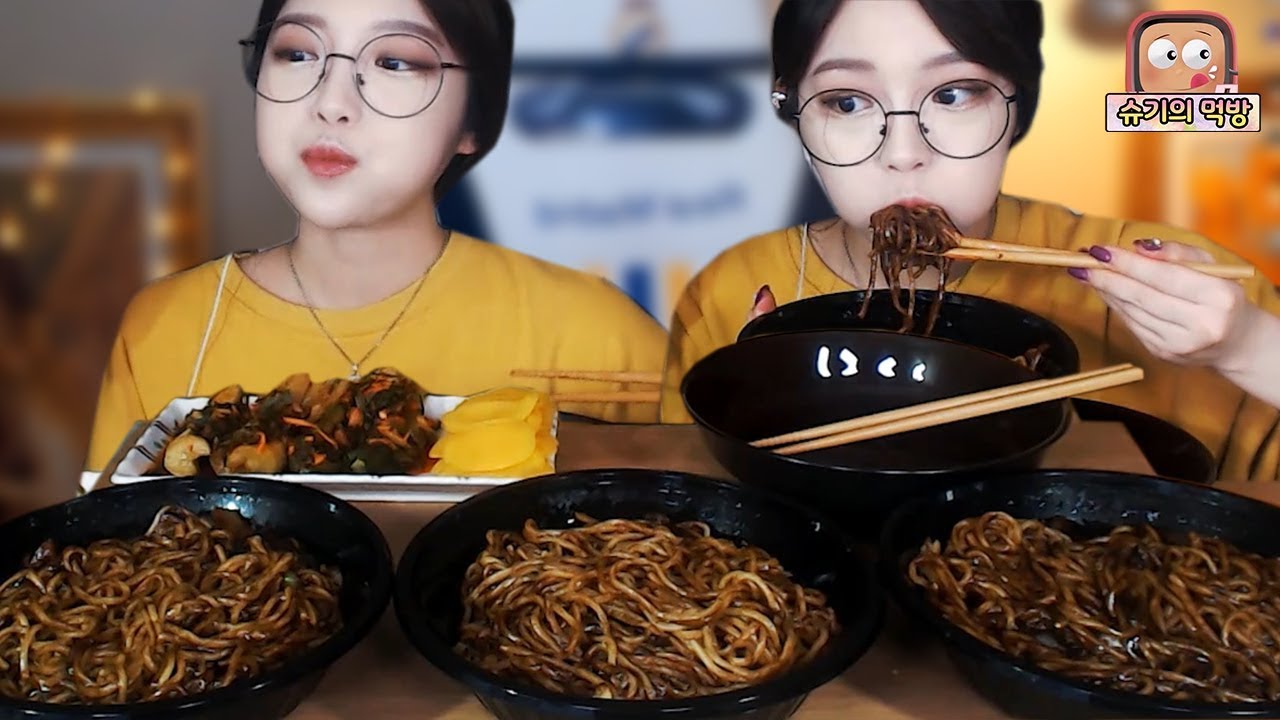 짜장면3그릇과 오이소박이의 조합은?❤ 먹방!!! 슈기♬ Shugi Mukbang eating show