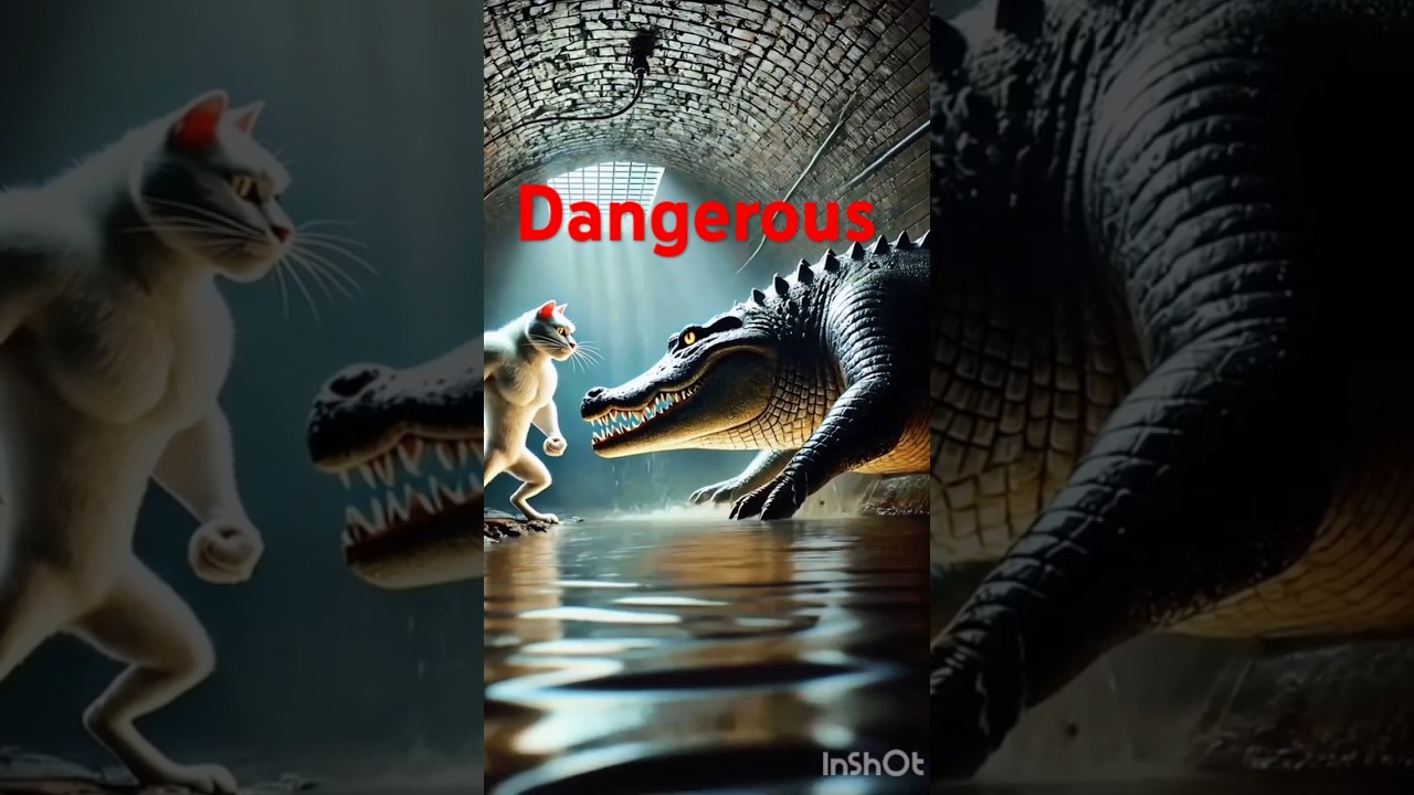 Ai cat stories cat baby and crocodile 🐊 vs cat sady fight 🧐👹👺😈😈😈👿👿👿