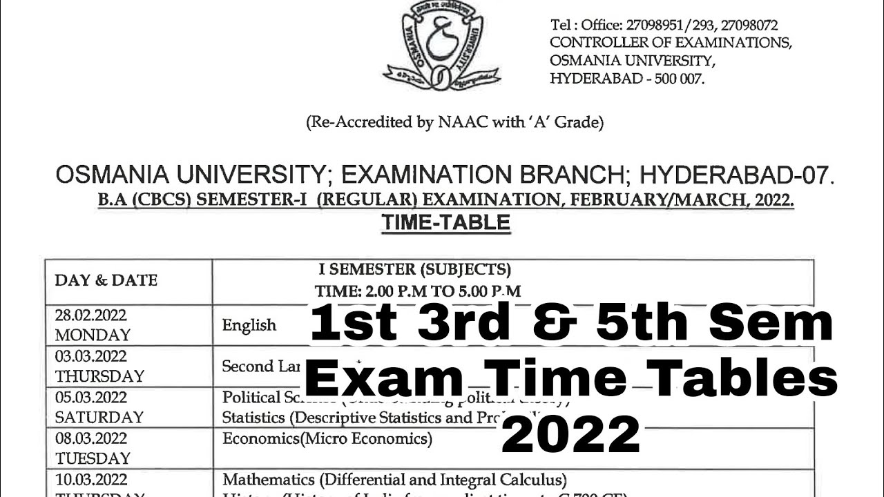 OU degree 1st 3rd 5th sem Exams Time Tables 2022 Released Officially #OUexams2022 Degree Exams 2022