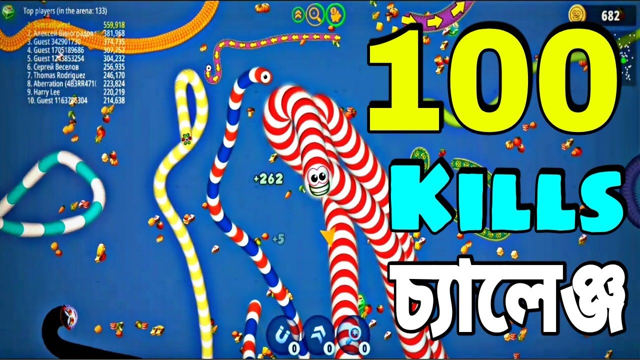 100 Kills Challenge In Worms Zone .io Voracious Snake Game | Bangla Gameplay Video