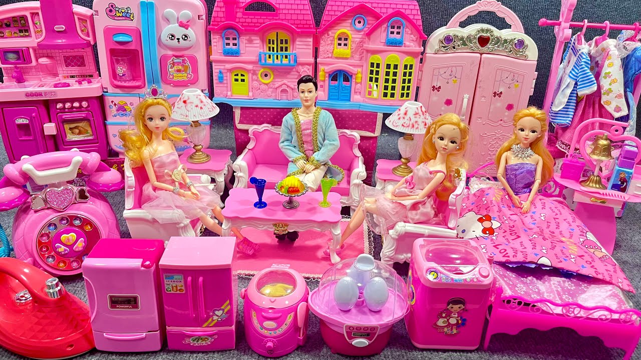 14 Minutes Satisfying with Unboxing Barbie Princess Pink House, Rock Bed Play Set Review Toys | ASMR