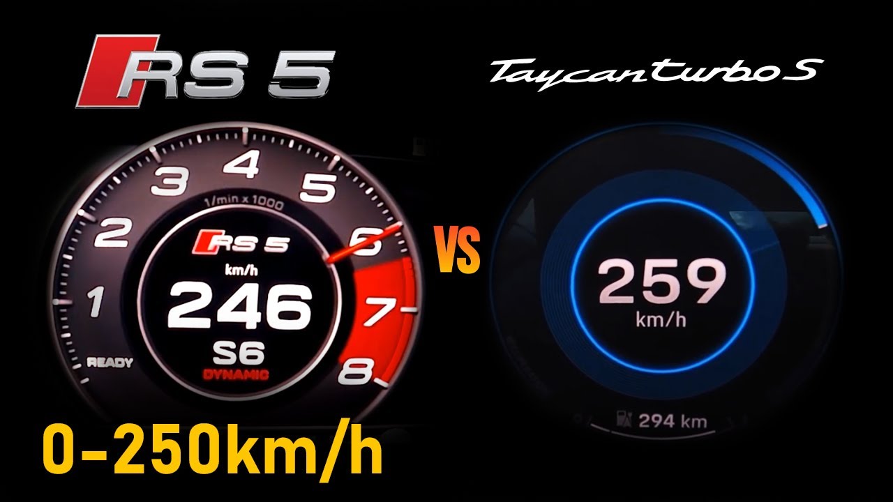 Audi RS5 v Porsche Taycan Turbo S Acceleration  0-100 & 0-250 km/h
