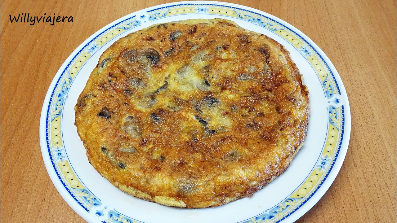 TORTILLA DE CHAMPIÑONES🧅🍄 Y CEBOLLA. Cena fácil y rica