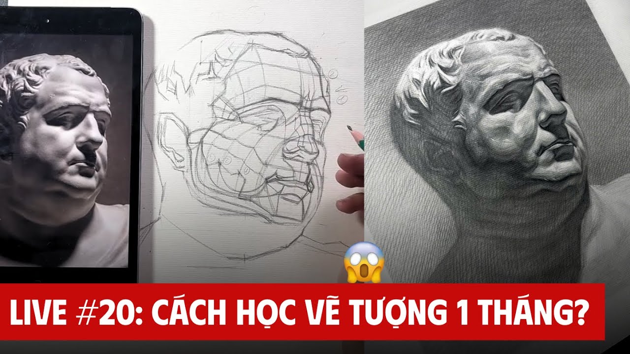 LIVE 20: Cách HỌC VẼ TƯỢNG trong 1 THÁNG? Quá trình VẼ TƯỢNG THẠCH CAO | Trường Lê Vẽ