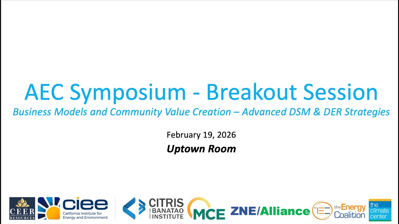 2026 Advanced Energy Communities Symposium - Business Models and Community Value Creation