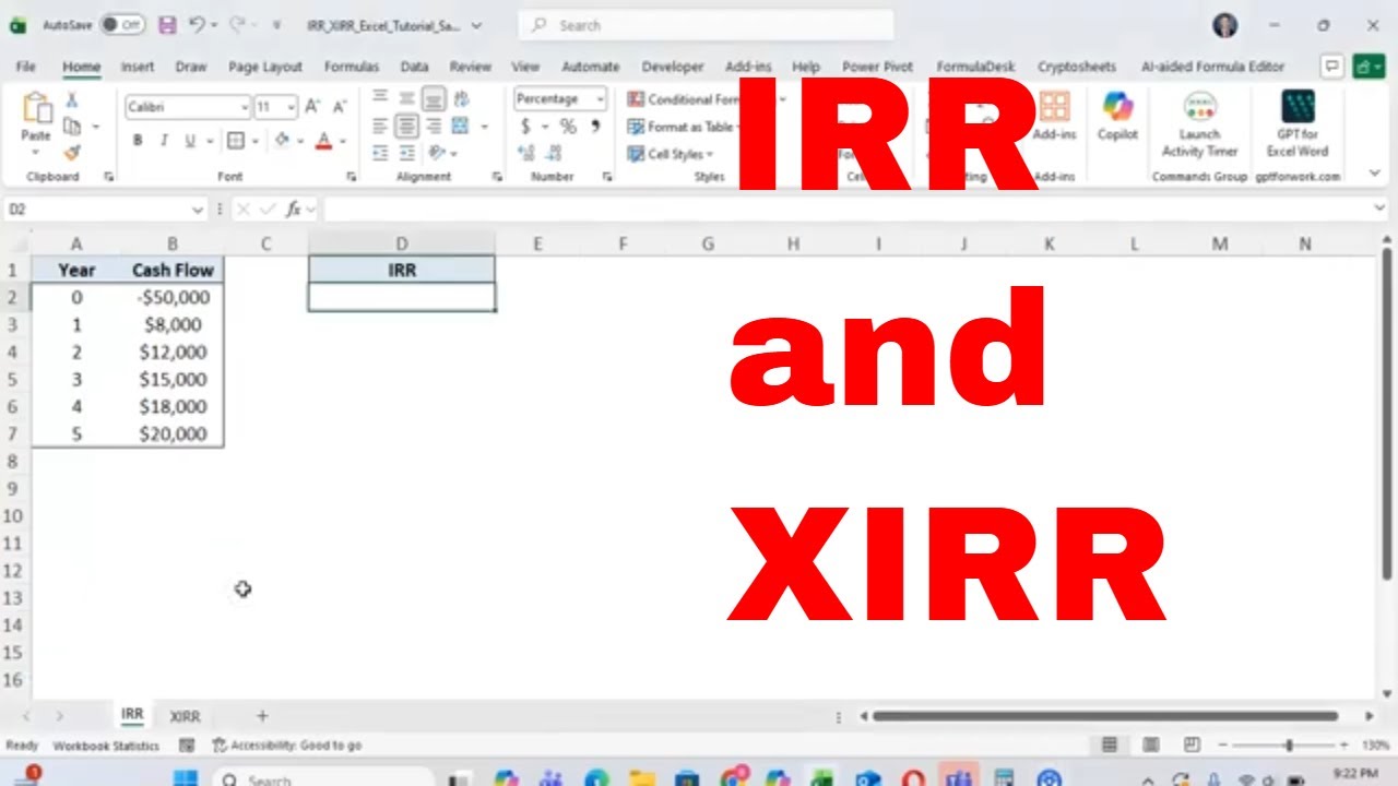 Как использовать функции IRR и XIRR в Excel для расчета внутренней нормы доходности! #финансы