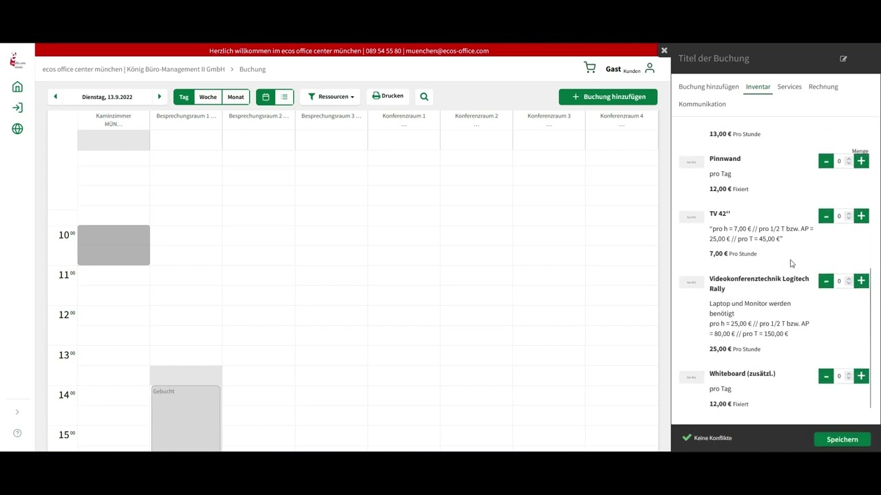 Konferenzraum, Seminarraum in M&uuml;nchen direkt online bei ecos office center M&uuml;nchen buchen