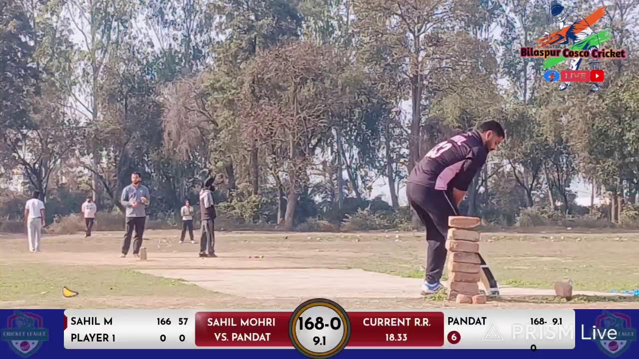 Sahil Mohri vs Pandat 10 Over 180 Run Unlimited wkt 8000/-