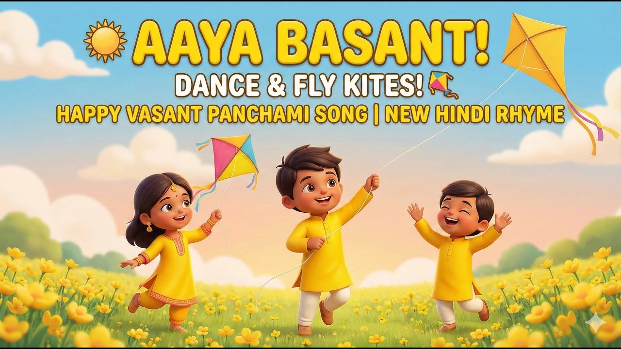 Aaya Basant! 🌼 Dance & Fly Kites! 🪁 Happy Vasant Panchami Song | New Hindi Rhyme