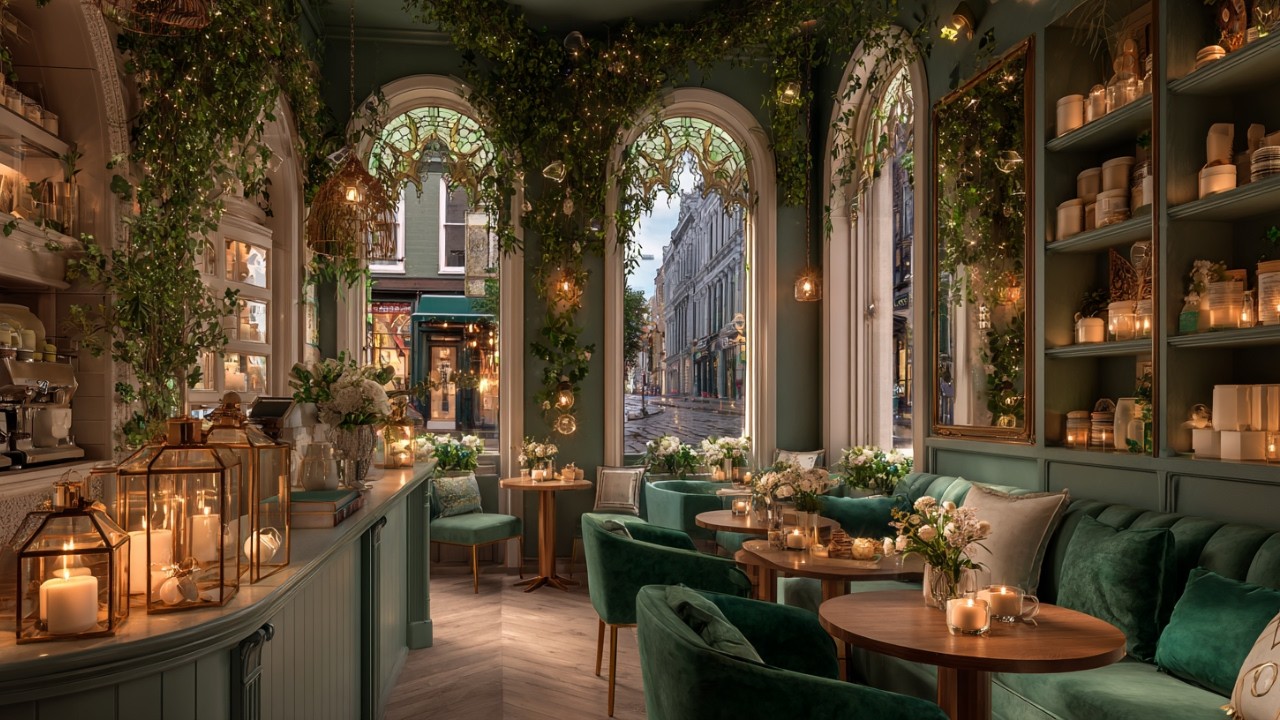 Cozy Green Café Ambience ☕ Relaxing Coffee Shop for Study, Work & Calm | The Velvet Café