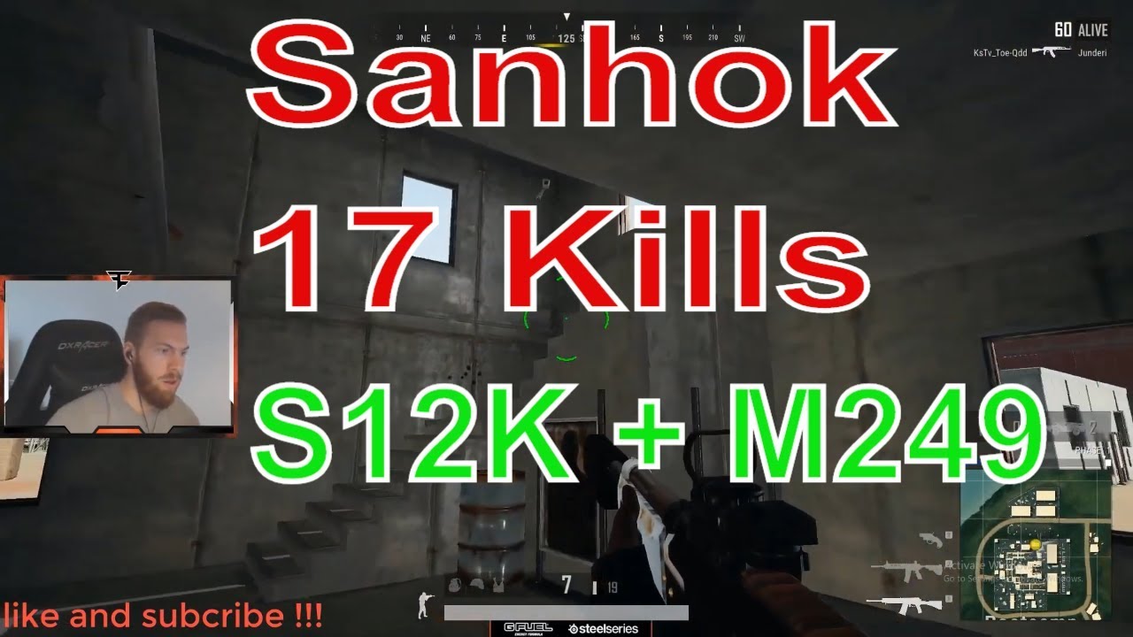 Faze Fuzzface | PUBG Solo Squad |  S12K + M249 -17 Kills  Sanhok