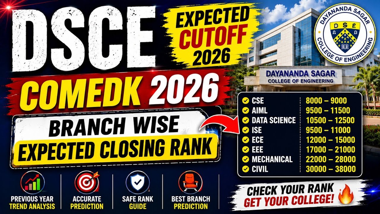 DSCE COMEDK Expected Cutoff 2026 | Branch Wise Expected Closing Rank | CSE, AIML, ECE