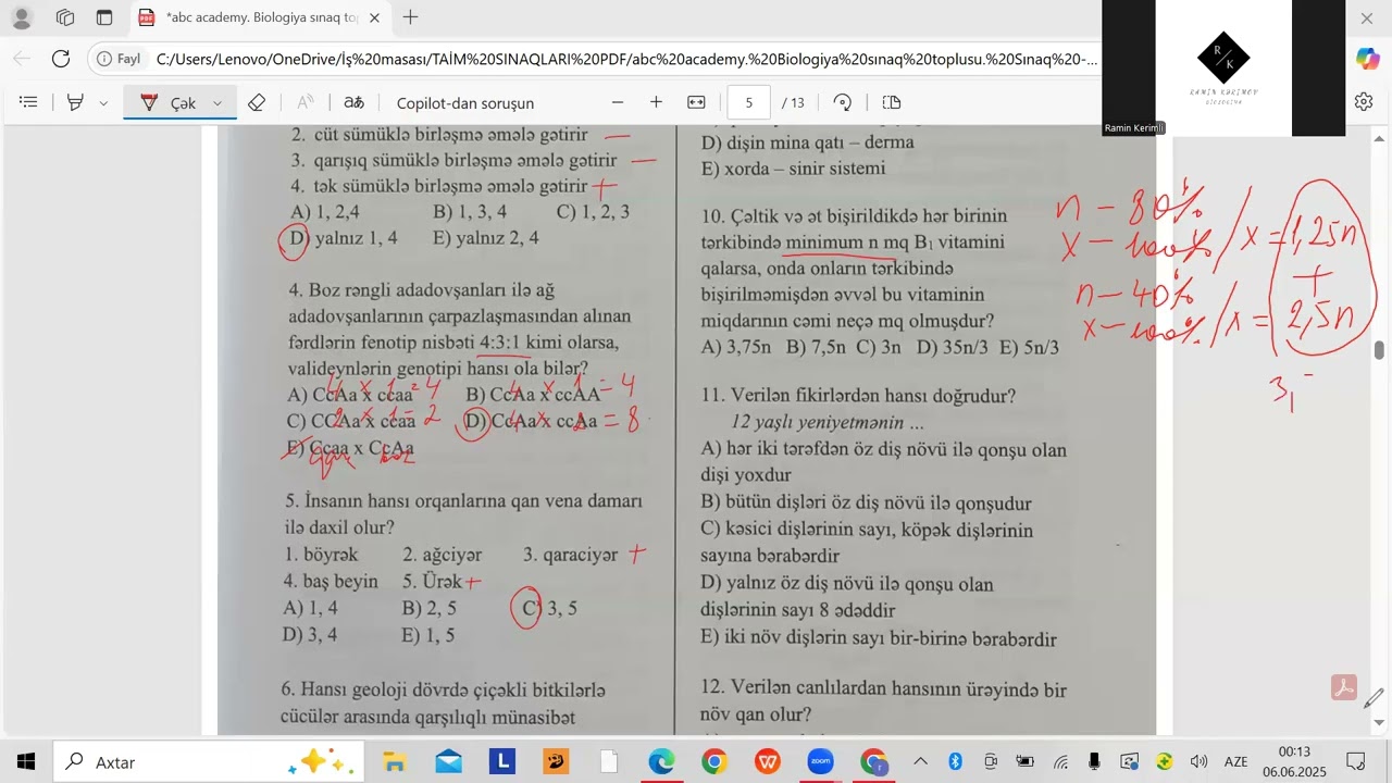 abc academy biologiya sınaq toplusu. Sınaq-8. MİQ və abituriyent hazırlığı. Əlaqə: 055-634-73-41