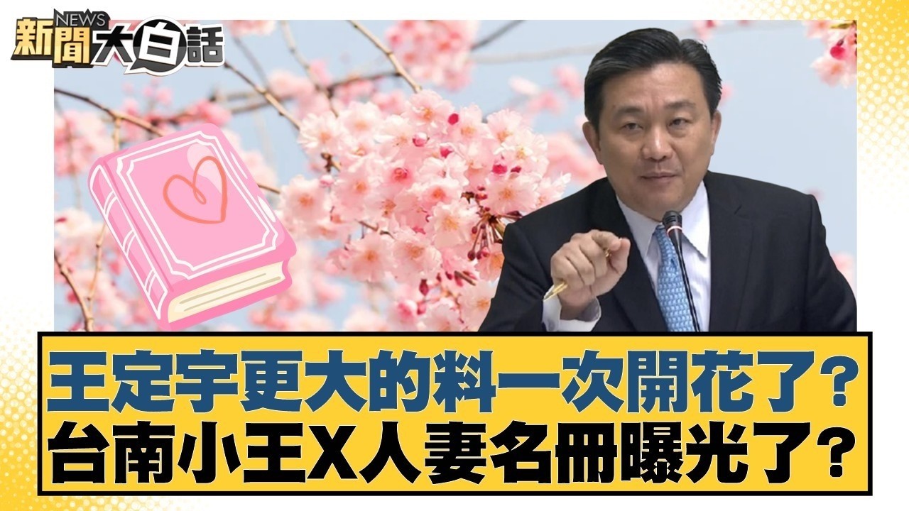 王定宇更大的料一次開花了？台南小王X人妻名冊曝光了？【#新聞大白話】#邱毅 #洪孟楷 #陳揮文