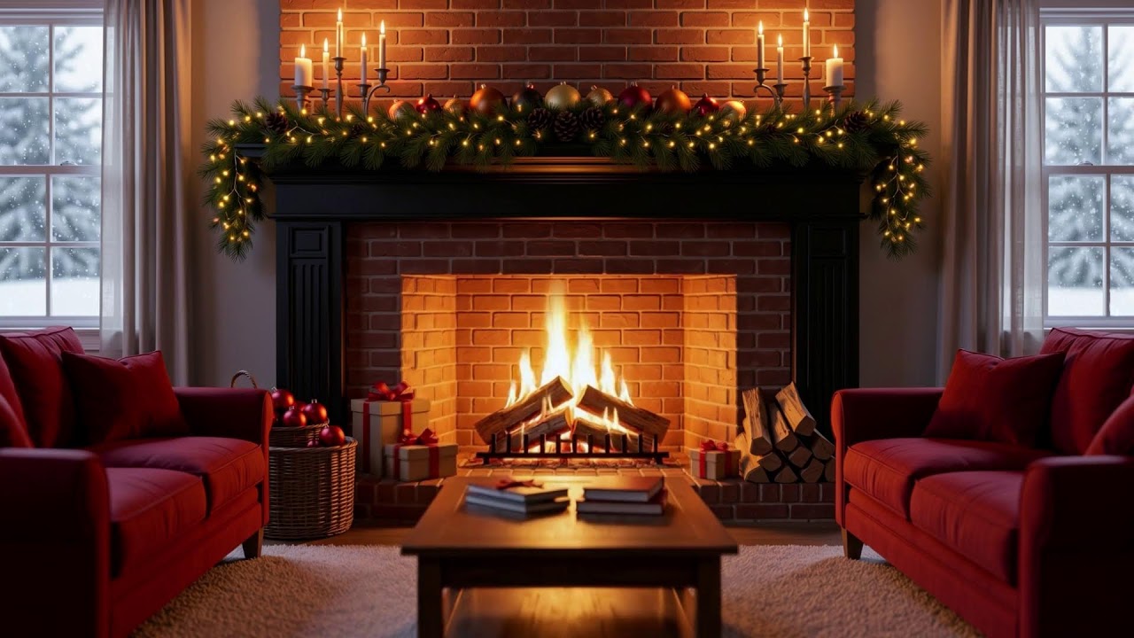 Cozy Fireplace ❄️ Relaxing Jazz ❄️Winter Snowstorm ❄️