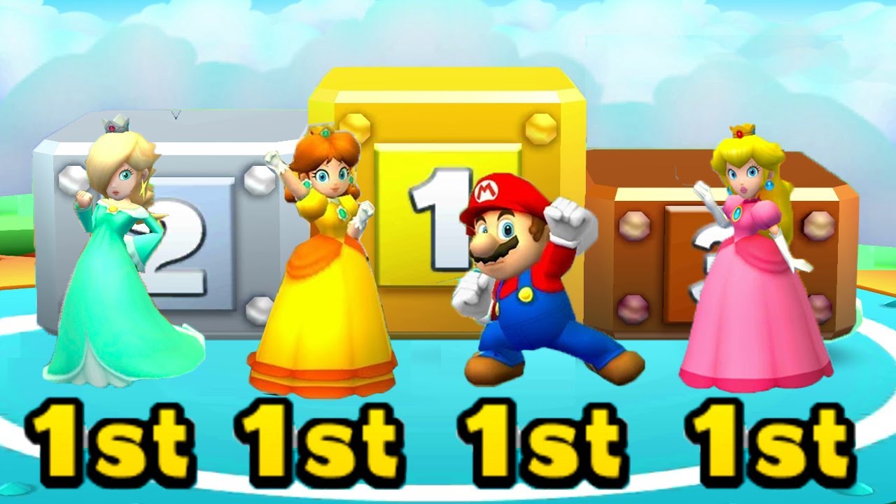 Mario Party Star Rush MiniGames Peach Vs Daisy Vs Rosalina Vs Mario (Master Difficulty)