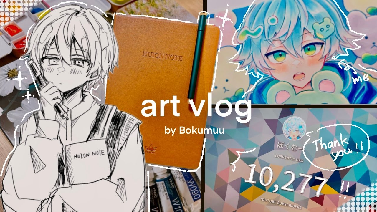 ＊art vlog ˙✧【1万人感謝🫧】ショートでバズったノート開封📔＆神ハーフパンケース紹介！制作の裏側も🎨