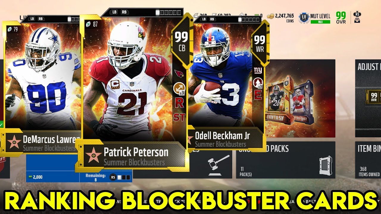 Ranking the Blockbuster Cards in 16 Minutes! The Best Cards in MUT! Madden 18 Ultimate Team