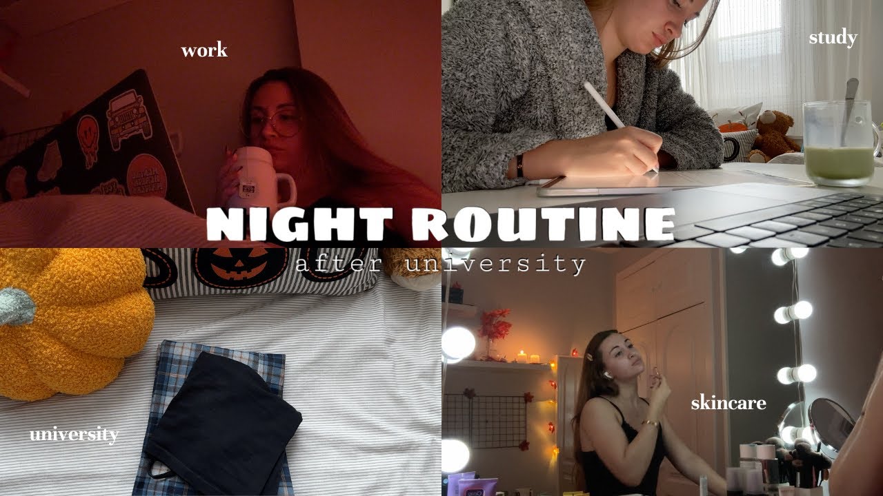 RUTINA DE NOCHE DESPUES DE LA UNIVERSIDAD🍂 | skincare, organización, productividad....