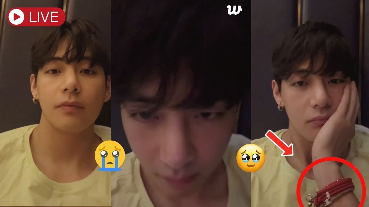 [ВСЕ ЯЗЫКИ] 🔴Taehyung Weverse Live прошлой ночью заставил меня плакать 😢💜–Я хочу спать...