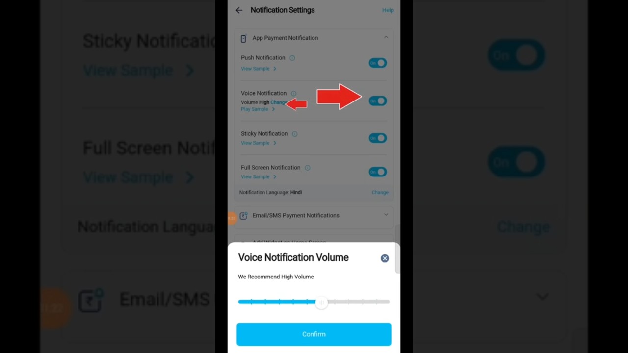 How to on voice notification in Paytm business Account