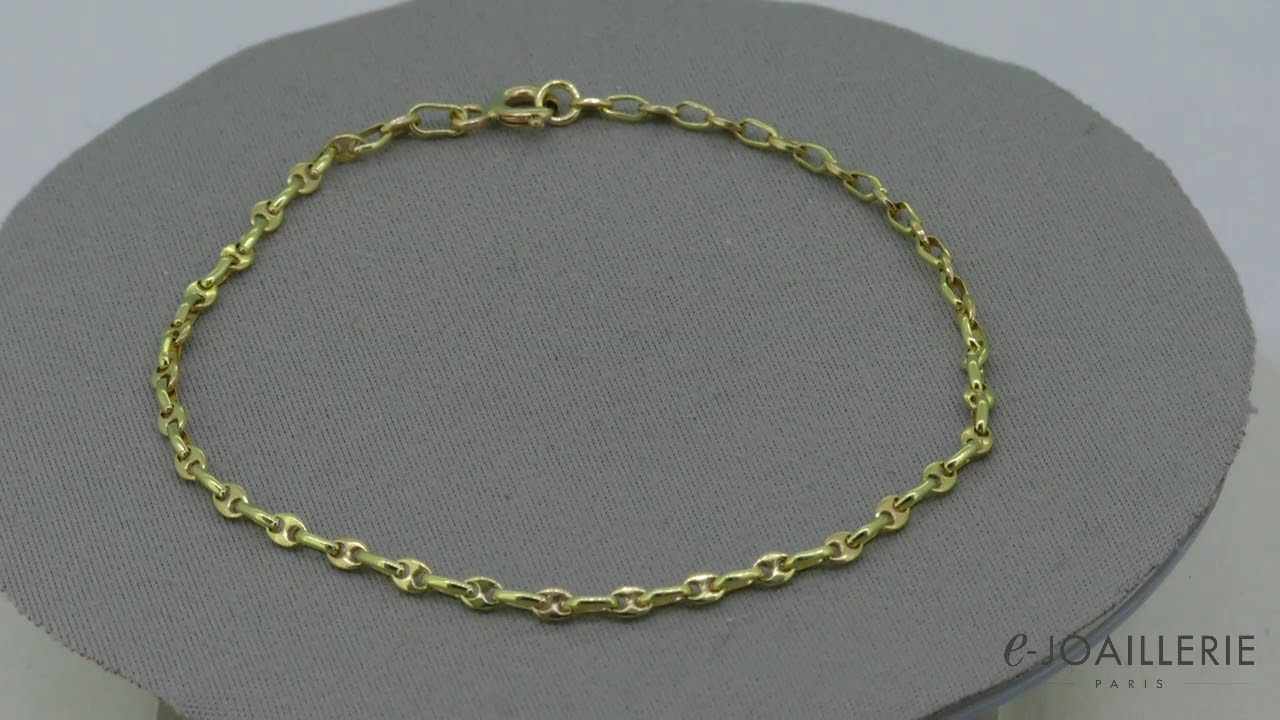 www.e-joaillerie.com - Bracelet or jaune 18 carats maille grain de caf&eacute; - 18 cm