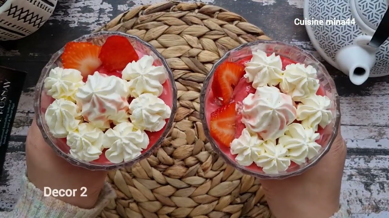 أسهل و أسرع تحلية بذوق الفرولة بمكونات اقتصادية وطريقة جد سهلة🍨Strawberry creamy dessert pudding 🍮 😋