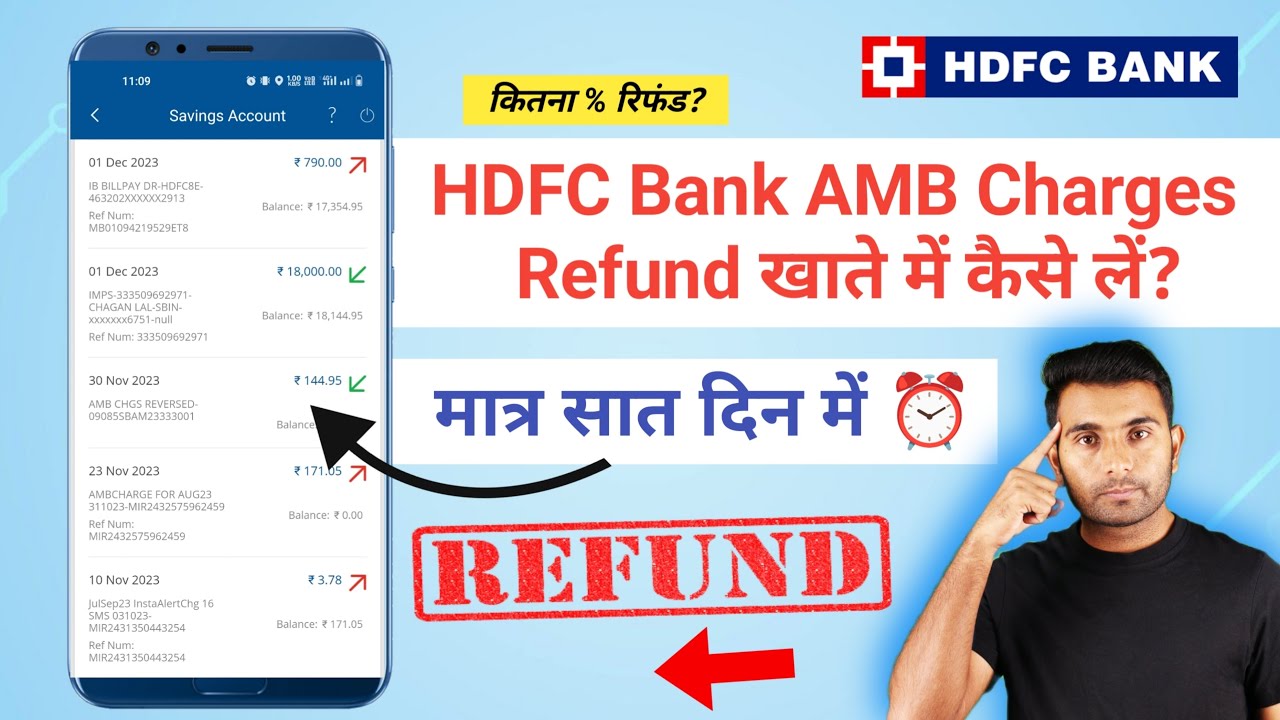 HDFC Bank Refund AMB Charges | Reimbursement Account Fees & Charges | HDFC AMB charges refund letter