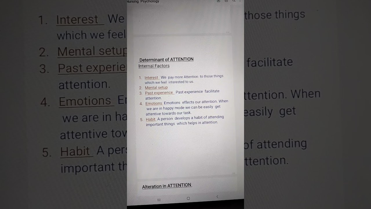 ATTENTION - Definition & Factors Affecting ATTENTION.BSc Nursing PSYCHOLOGY