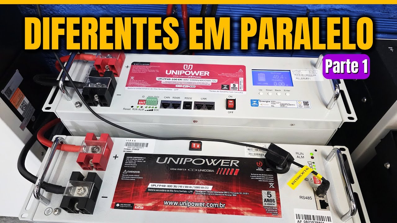 2 Baterias Lítio 100Ah UNIPOWER Diferentes ligadas em Paralelo no DEYE Híbrido | Parte 1