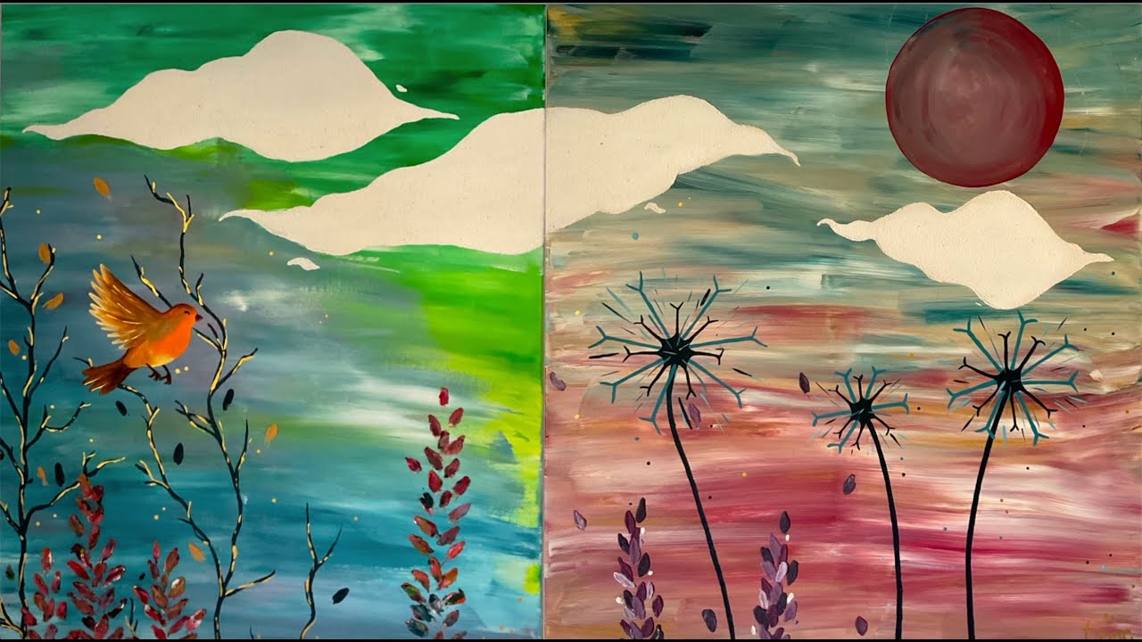 Je peins 2 toile acryliques grand format  - inspiration nature 🎨🖌️🌸