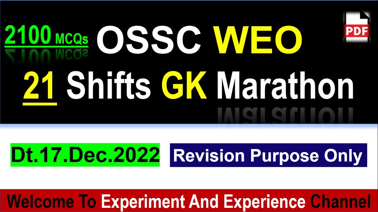 OSSC WEO All shifts questions | Marathon | #ossc | #osscweo | #osscexam