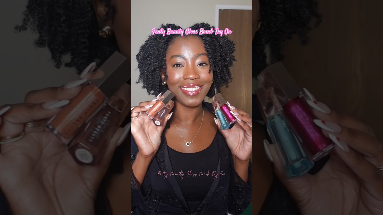 Fenty Beauty Gloss Bombs Try On on Dark Skin | #fentybeauty #lipgloss #makeup #youtubeshorts #fenty