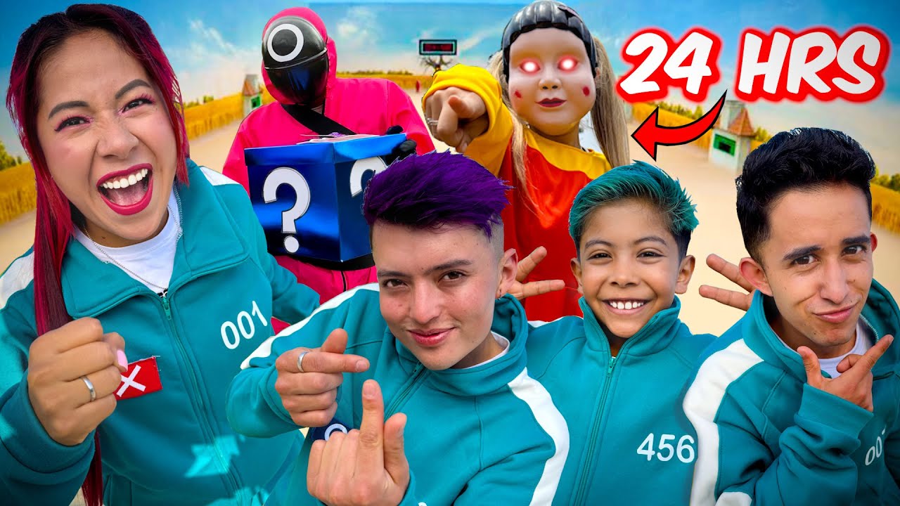 24 HORAS JUGANDO LOS JUEGOS DEL CALAMAR !!