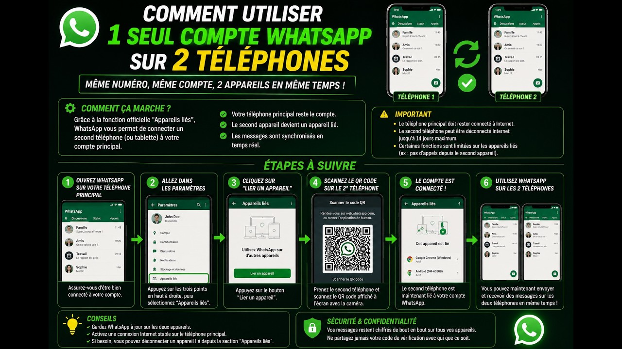 Comment utiliser un seul compte whatsapp sur 2 téléphone Astuce 2025