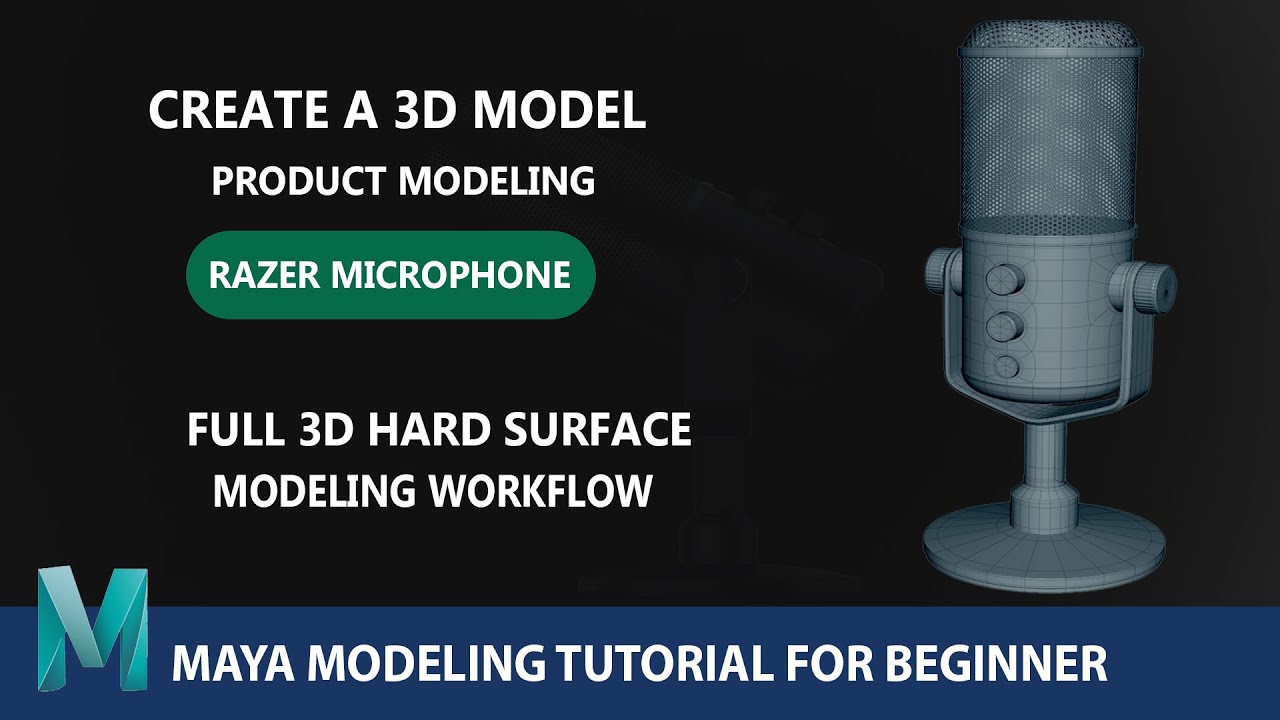 Razer Microphone Hard Surface full Modeling Tutorial Maya