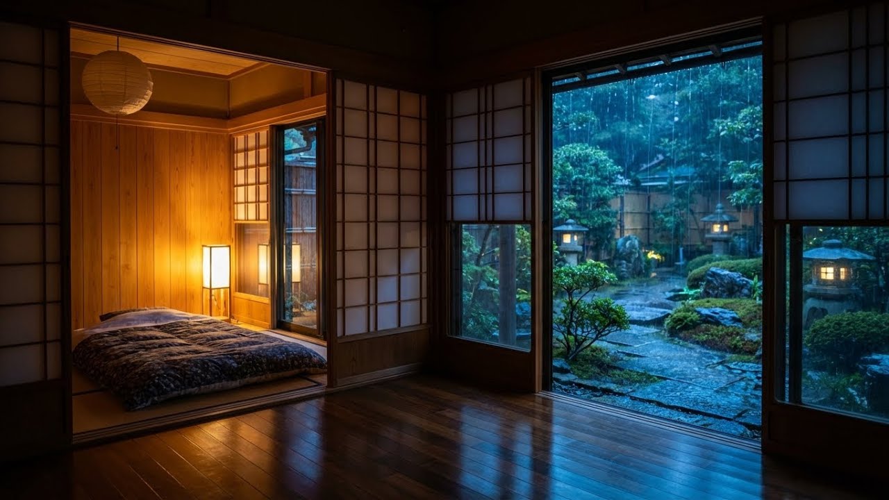 Deeply Peaceful Rain and Felt Piano in a Rainy Zen Garden for Quick Anxiety Healing Fast 🏮🎹