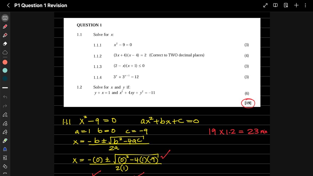 Grade 12 Technical Mathematics: Paper 1 - Question 1