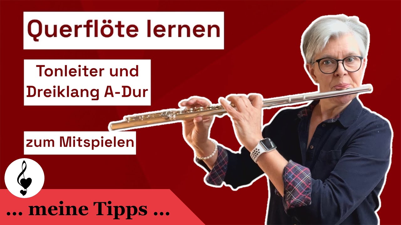 Tonleiter und Dreiklang A- Dur | zum Mitspielen | #tutorial #sheetmusic #querflöte