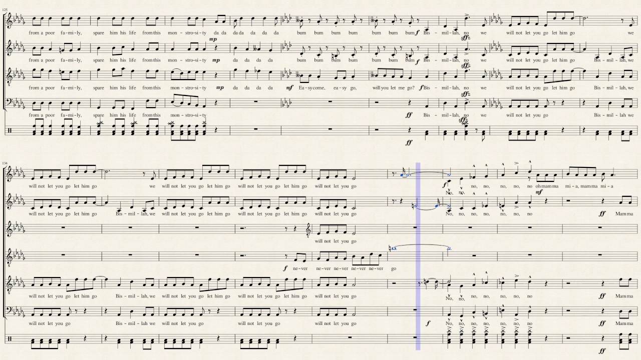 Bohemian Rhapsody - Pentatonix (Full Sheet Music w/ Lyrics)