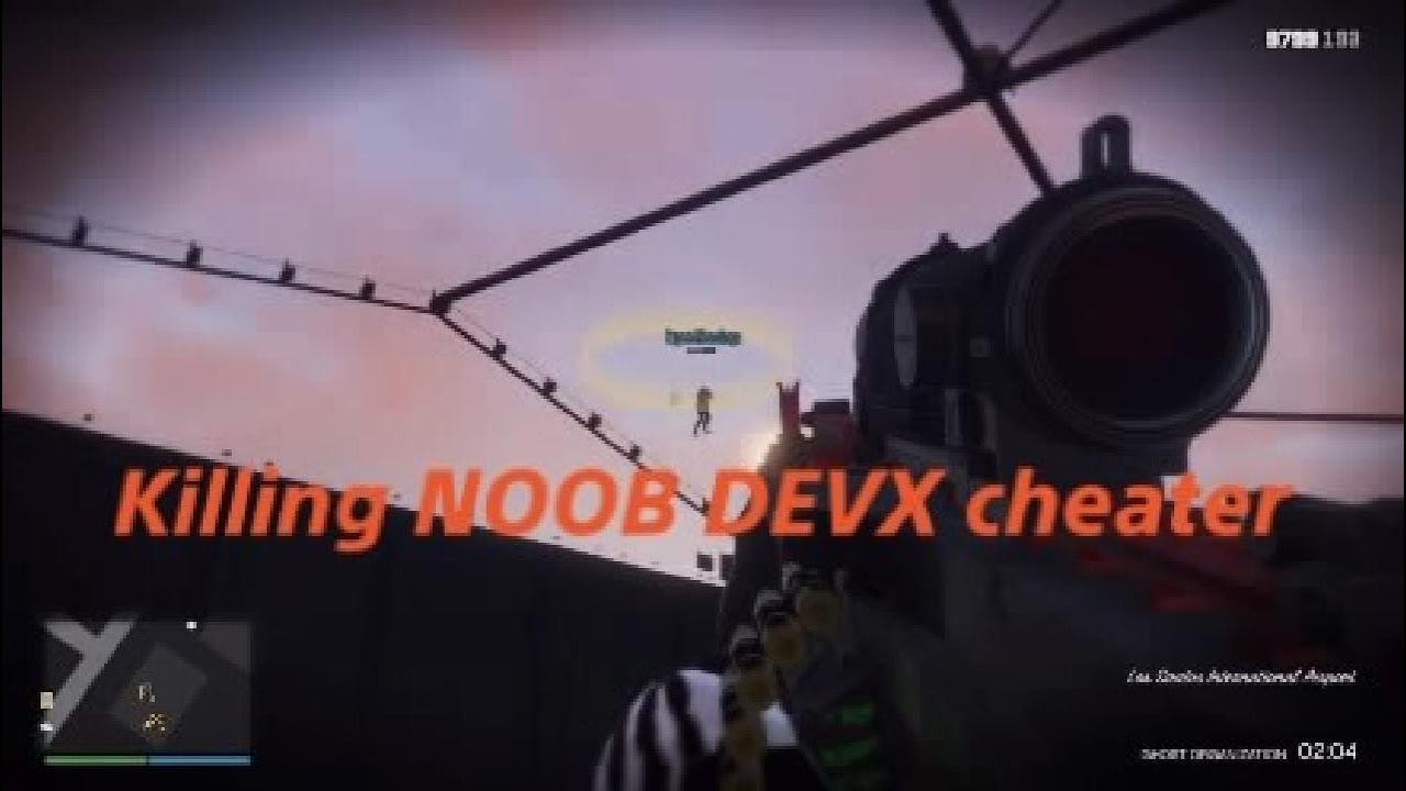 Killing a NOOB (D E V X) Crew Cheater inside the hanger glitch | ExpectHomings | GTA Online
