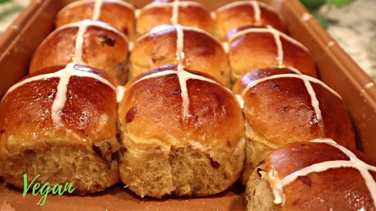 HOT CROSS BUNS! No Milk No Egg - VEGAN - PLANT BASED